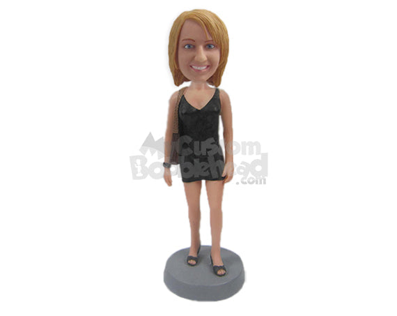 Sexy Girl in One Piece Attire with a Side Bag Personalized Bobblehead Sexy Girl in One Piece Attire with a Side Bag Personalized Bobblehead
